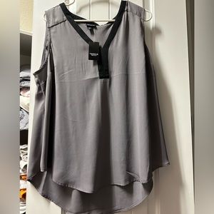 Sleeveless blouse - grey with black accents